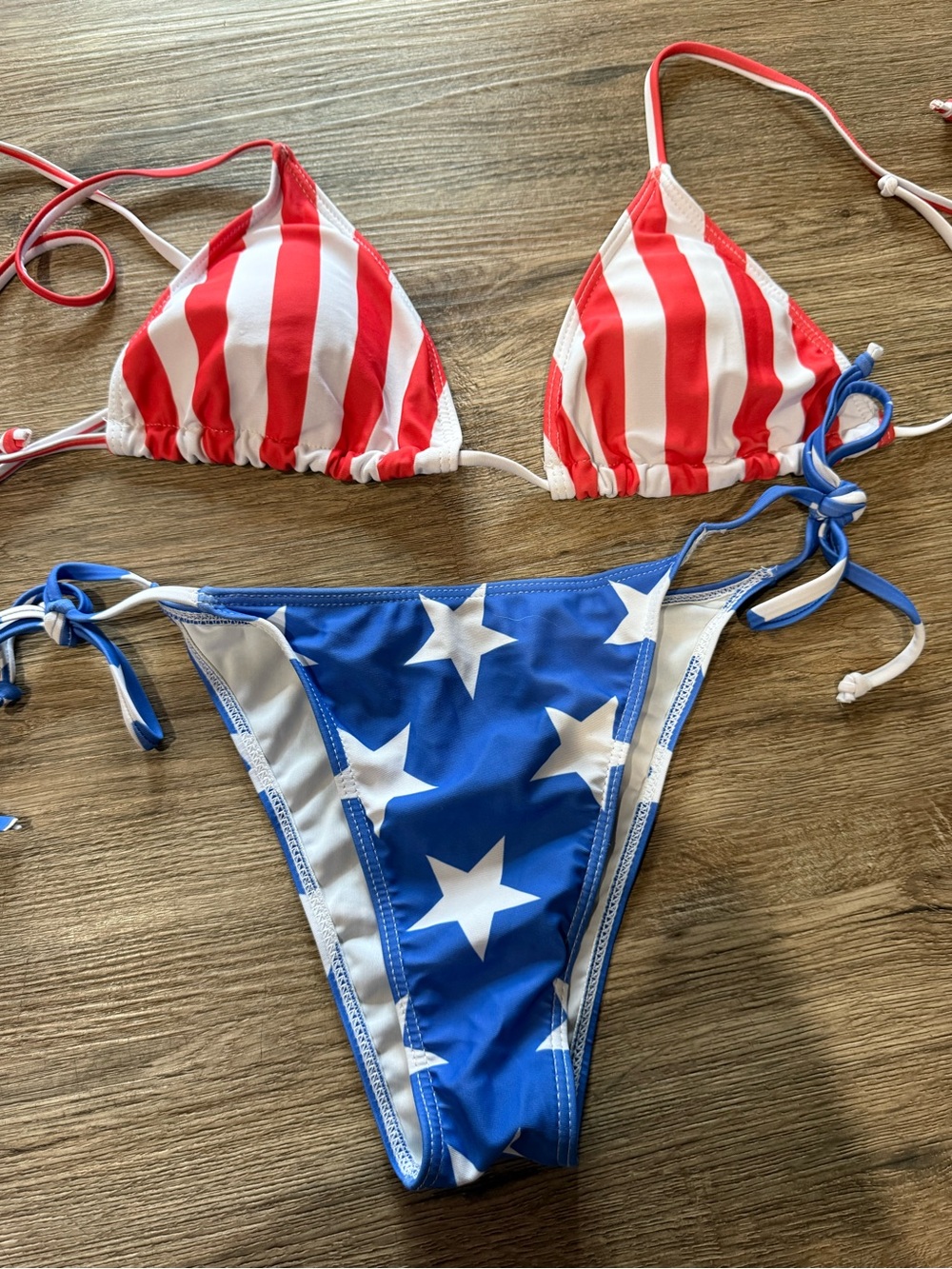 Womens Red & Blue Stars Stripe Bikini Swim Set
